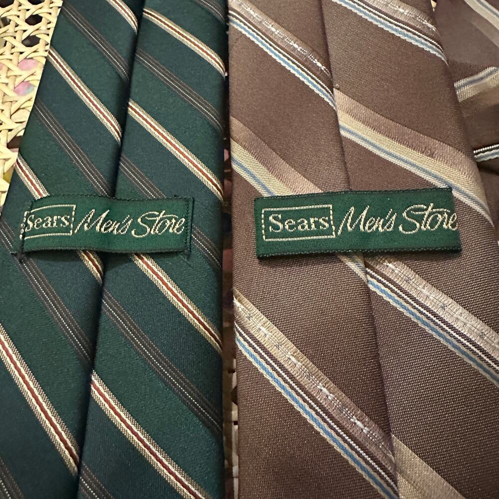 Vintage Sears Men’s Store REPP Ties‎ Lot of 2 Regimental Striped Textured Ties